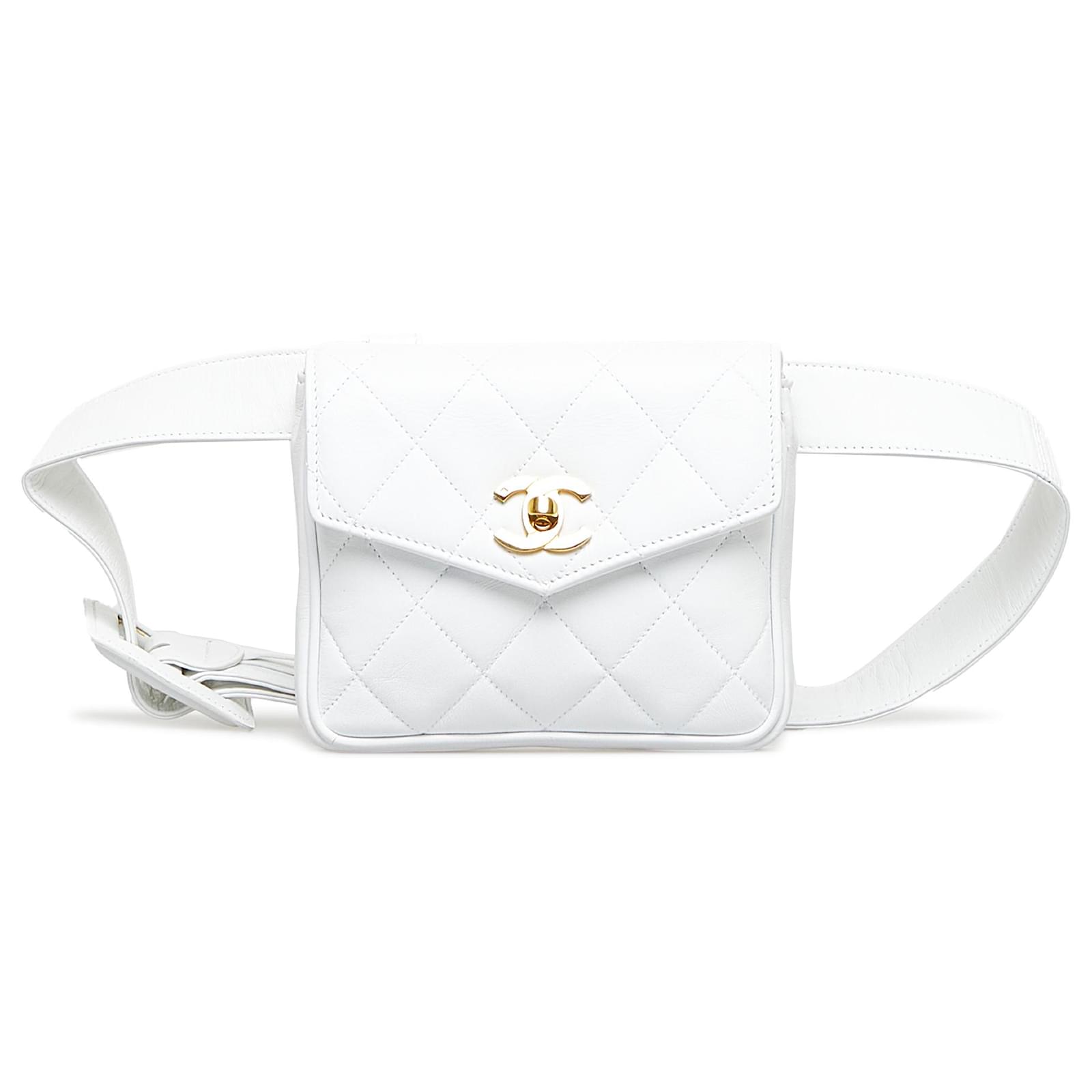Chanel White Iridescent Calfskin Quilted All About Waist Belt Bag   Labellov  Buy and Sell Authentic Luxury